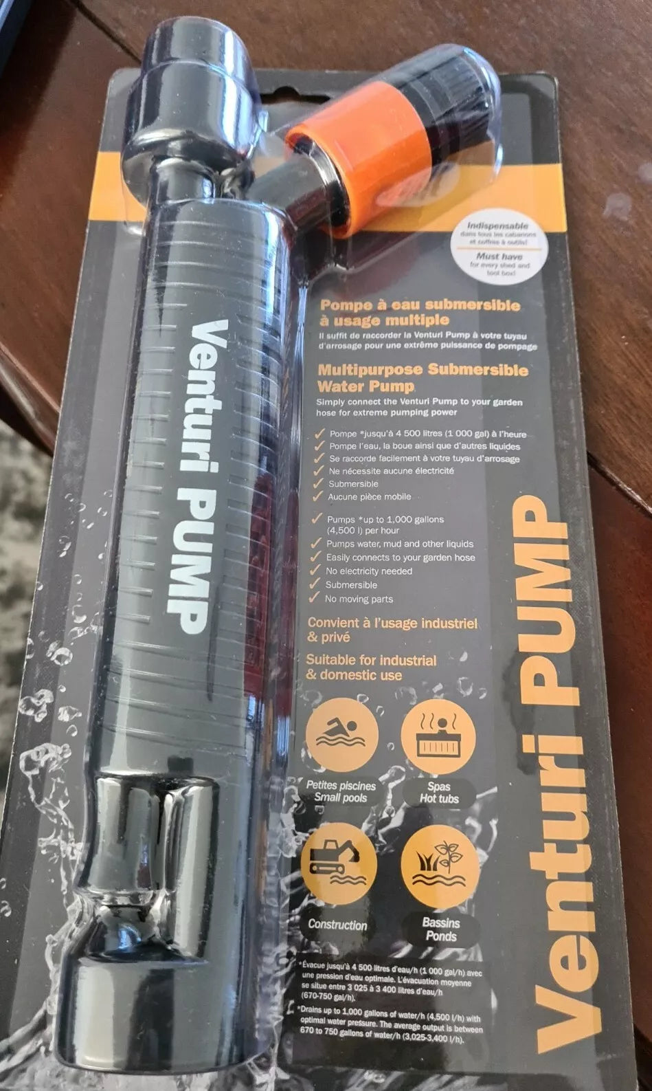 Venturi water pump high velocity pool spa garden hose drain submersible slurrpy