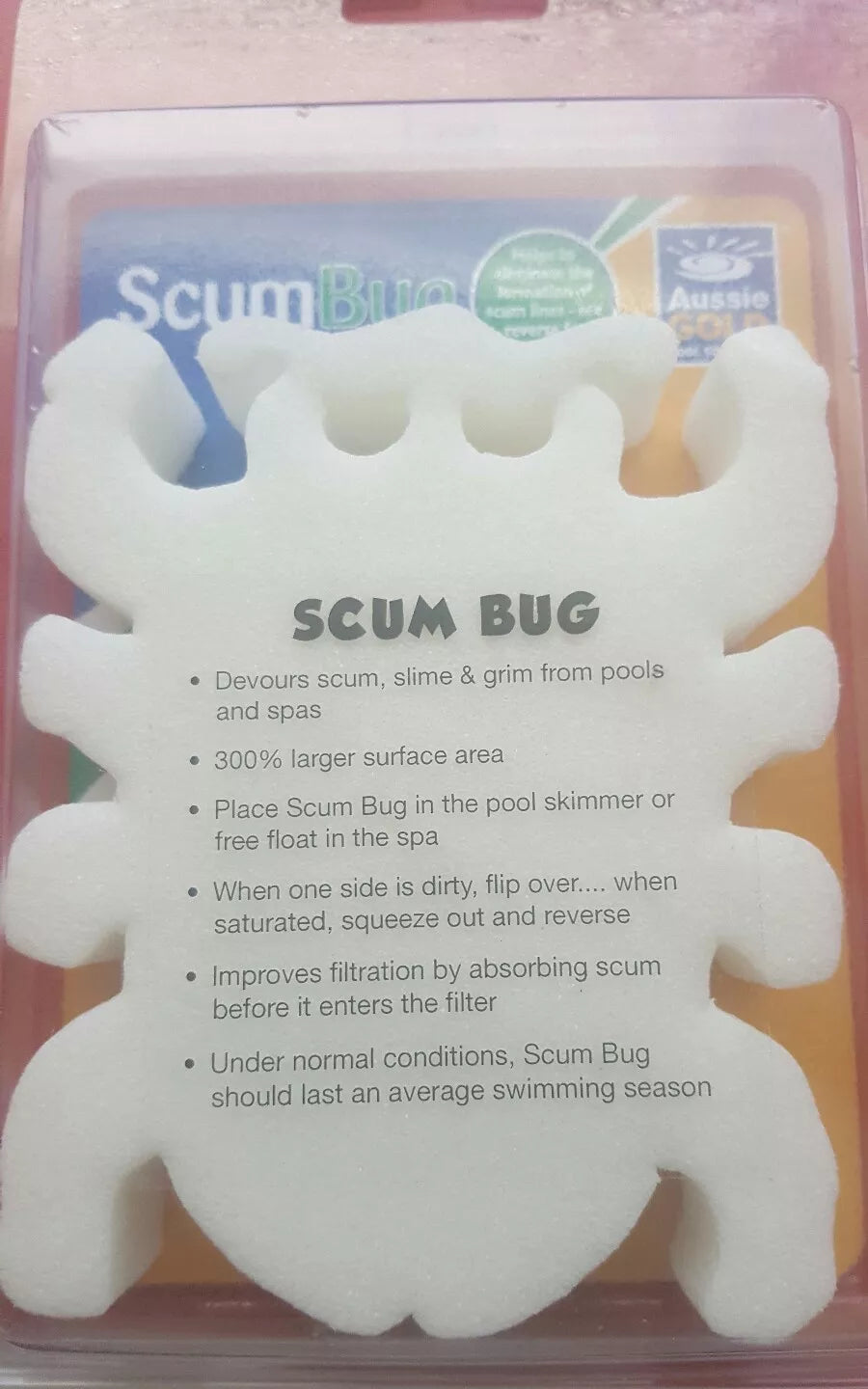 Scum Bug - Devours removes Scum, Slime & Grime From Pools & Spas Scumbug