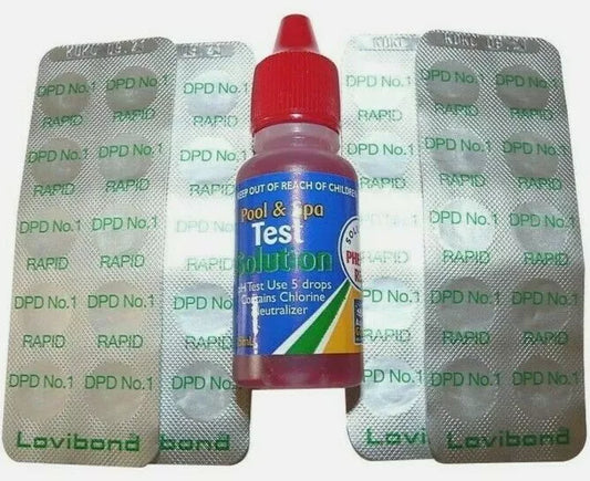 2 in1 Refill Test Kit- DPD1 Tablets & PH Phenol Red Solution Pools Spa