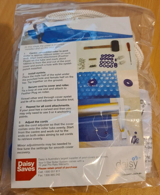 Daisy Pool Cover refit Installation Kit - Suits bubble solar covers to rollers