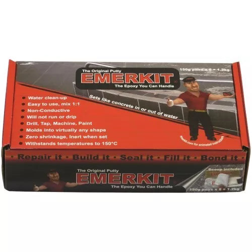 Emerkit® 8 packs x 150g A+B Epoxy Putty TRADE BOX Pool/Spa/Builders Underwater