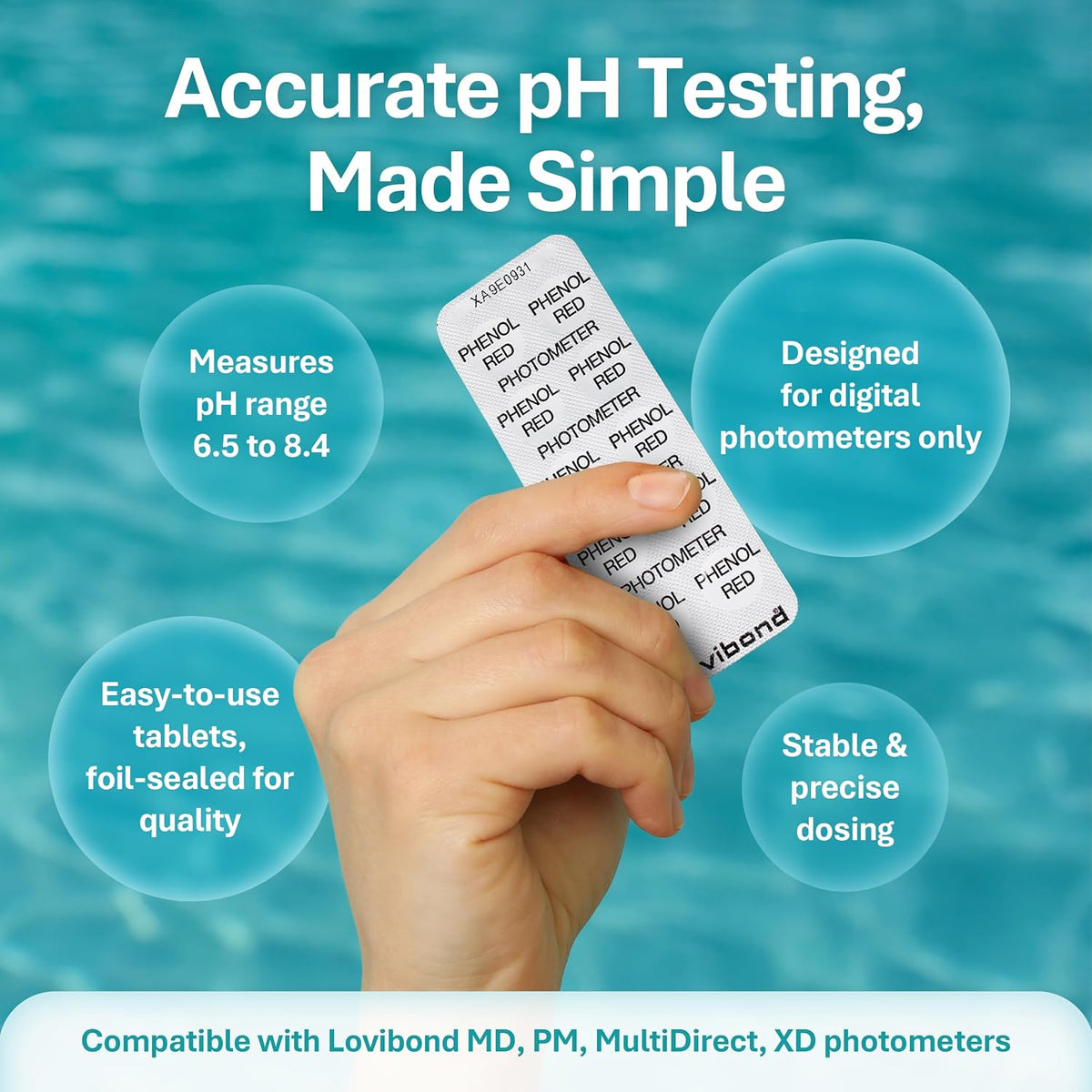 50 Phenol Red Rapid PH tablets Swimming Pool spa water Test strips kit refill